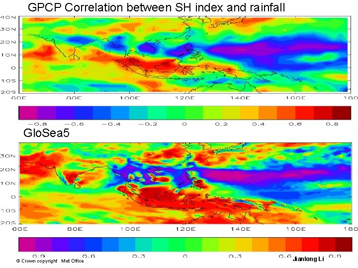 GPCP Correlation between SH index and rainfall Glo. Sea 5 © Crown copyright Met