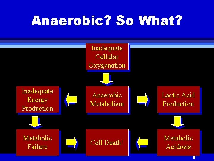 Anaerobic? So What? Inadequate Cellular Oxygenation Inadequate Energy Production Metabolic Failure Anaerobic Metabolism Lactic