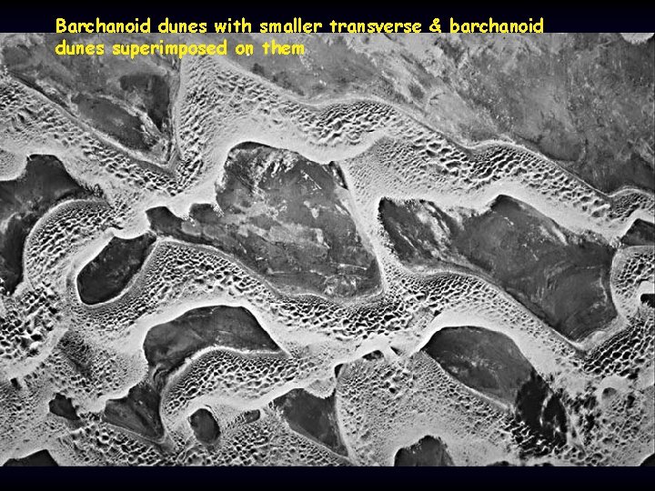 Barchanoid dunes with smaller transverse & barchanoid dunes superimposed on them 