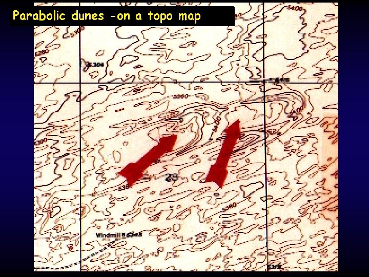 Parabolic dunes -on a topo map 