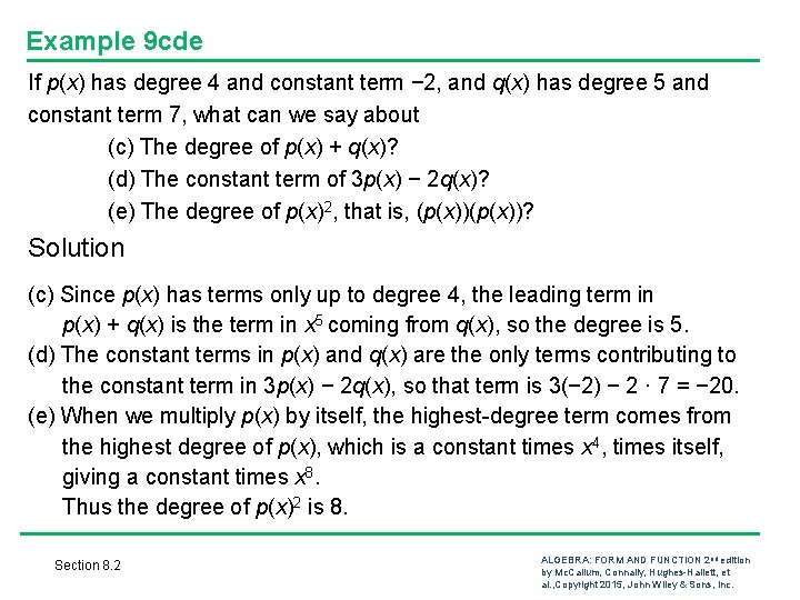 Example 9 cde If p(x) has degree 4 and constant term − 2, and Example 9 cde If p(x) has degree 4 and constant term − 2, and