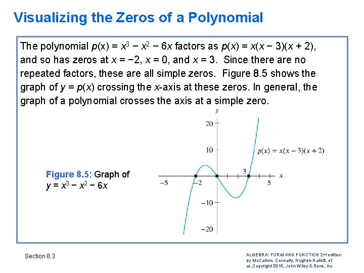 Visualizing the Zeros of a Polynomial The polynomial p(x) = x 3 − x