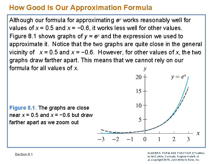 How Good Is Our Approximation Formula Although our formula for approximating ex works reasonably