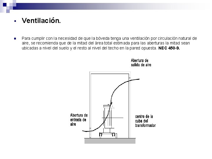 § Ventilación. n Para cumplir con la necesidad de que la bóveda tenga una