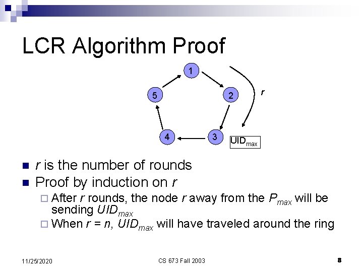 LCR Algorithm Proof 1 5 2 4 n n 3 r UIDmax r is