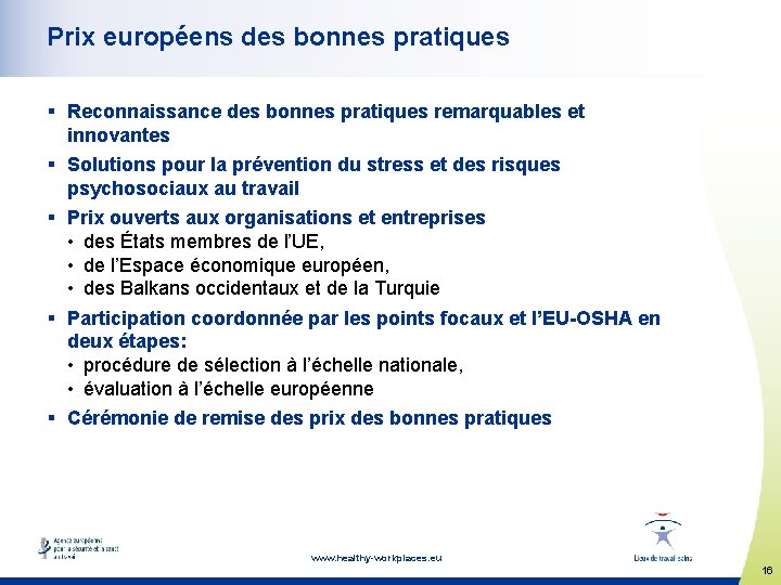 Prix européens des bonnes pratiques § Reconnaissance des bonnes pratiques remarquables et innovantes §