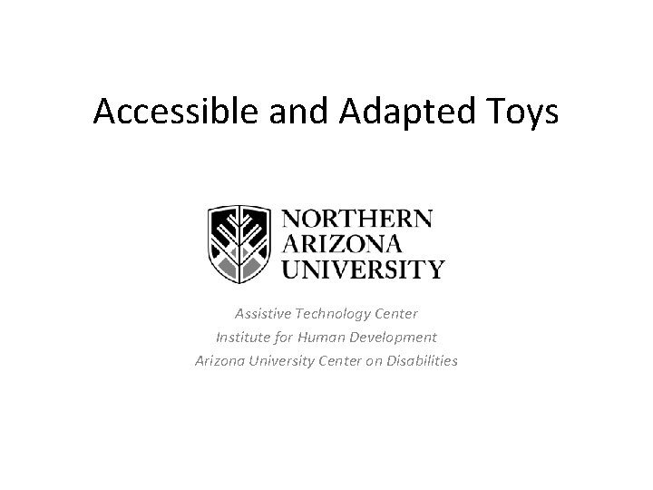 Accessible and Adapted Toys Assistive Technology Center Institute for Human Development Arizona University Center