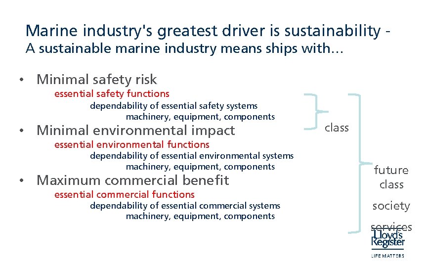 Marine industry's greatest driver is sustainability A sustainable marine industry means ships with… •