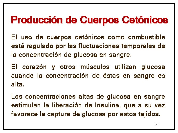 Producción de Cuerpos Cetónicos El uso de cuerpos cetónicos como combustible está regulado por