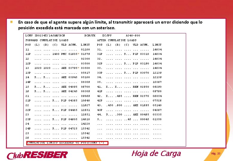 En caso de que el agente supere algún límite, al transmitir aparecerá un error En caso de que el agente supere algún límite, al transmitir aparecerá un error