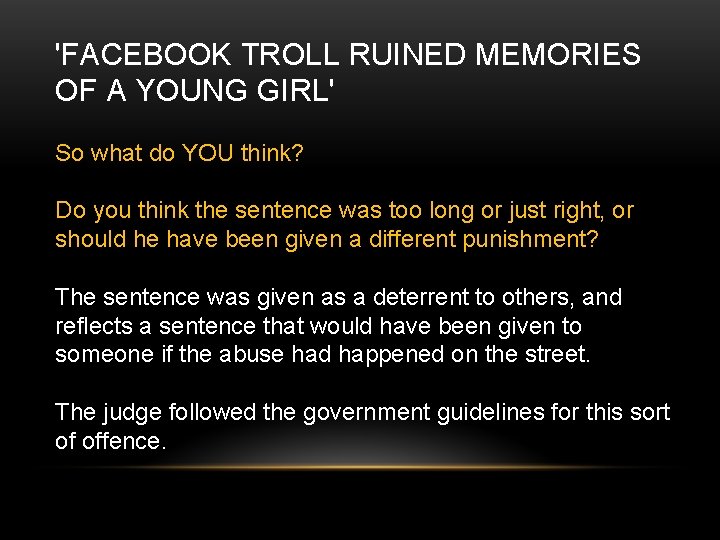 'FACEBOOK TROLL RUINED MEMORIES OF A YOUNG GIRL' So what do YOU think? Do 'FACEBOOK TROLL RUINED MEMORIES OF A YOUNG GIRL' So what do YOU think? Do