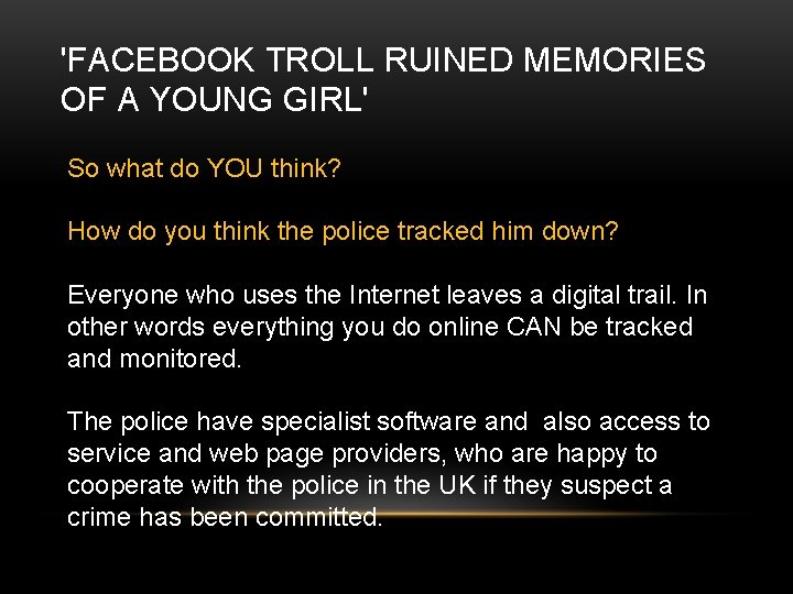 'FACEBOOK TROLL RUINED MEMORIES OF A YOUNG GIRL' So what do YOU think? How 'FACEBOOK TROLL RUINED MEMORIES OF A YOUNG GIRL' So what do YOU think? How