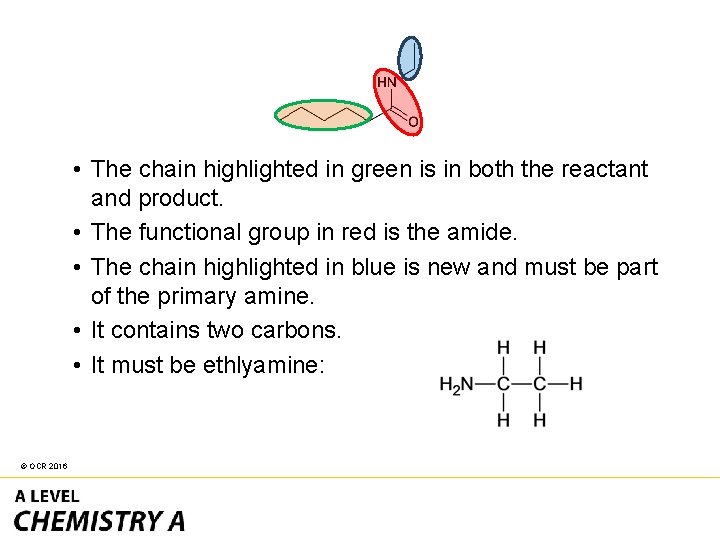  • The chain highlighted in green is in both the reactant and product.