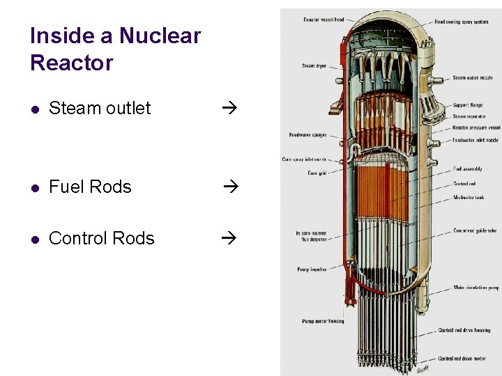 Inside a Nuclear Reactor l Steam outlet l Fuel Rods l Control Rods Inside a Nuclear Reactor l Steam outlet l Fuel Rods l Control Rods