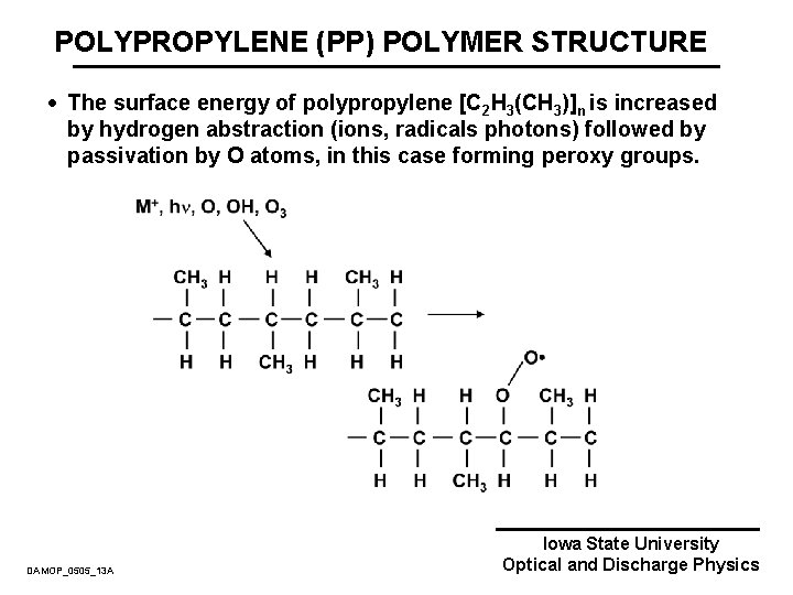 POLYPROPYLENE (PP) POLYMER STRUCTURE · The surface energy of polypropylene [C 2 H 3(CH