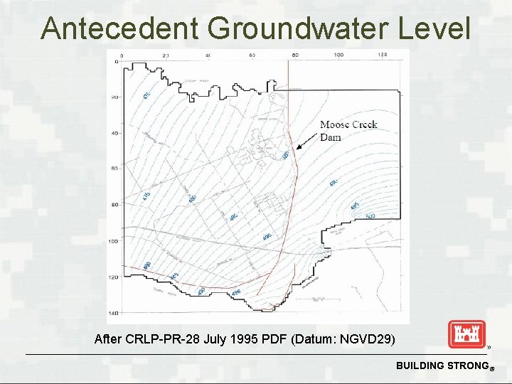 Antecedent Groundwater Level After CRLP-PR-28 July 1995 PDF (Datum: NGVD 29) BUILDING STRONG® Antecedent Groundwater Level After CRLP-PR-28 July 1995 PDF (Datum: NGVD 29) BUILDING STRONG®
