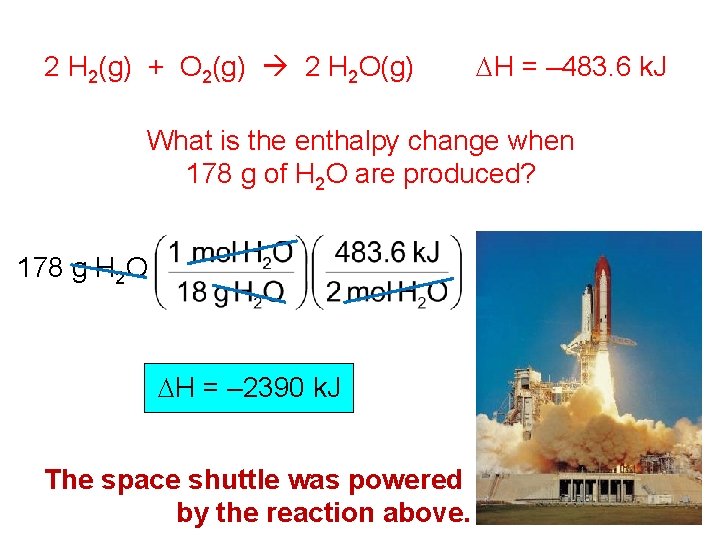 2 H 2(g) + O 2(g) 2 H 2 O(g) DH = – 483.