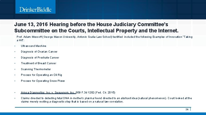 June 13, 2016 Hearing before the House Judiciary Committee’s Subcommittee on the Courts, Intellectual