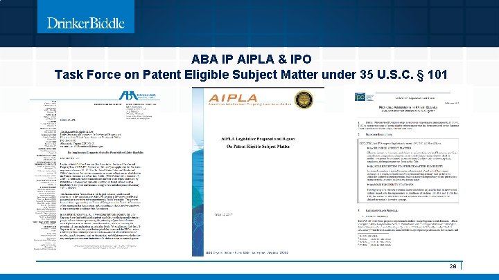 ABA IP AIPLA & IPO Task Force on Patent Eligible Subject Matter under 35