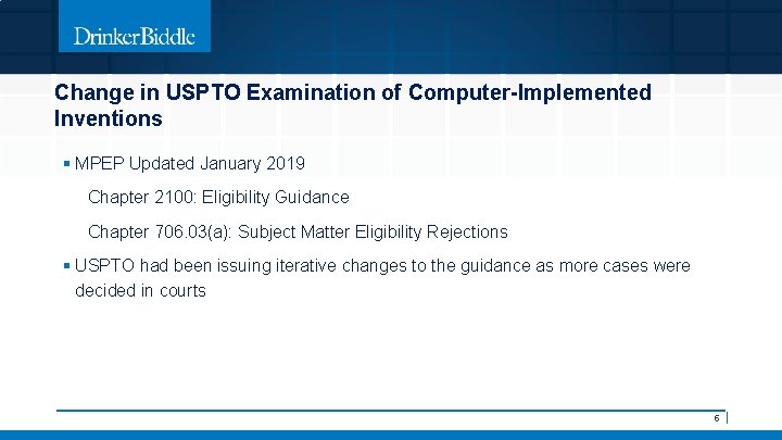 Change in USPTO Examination of Computer-Implemented Inventions § MPEP Updated January 2019 Chapter 2100: