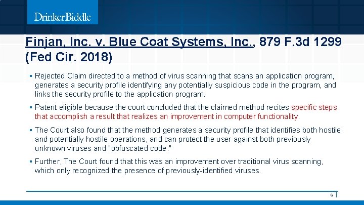 Finjan, Inc. v. Blue Coat Systems, Inc. , 879 F. 3 d 1299 (Fed