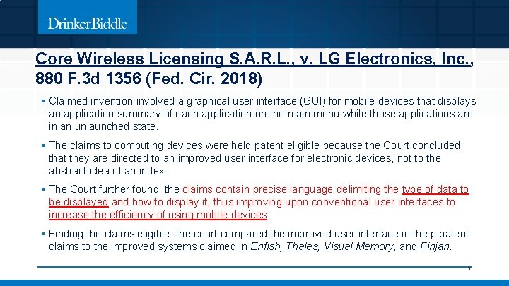 Core Wireless Licensing S. A. R. L. , v. LG Electronics, Inc. , 880