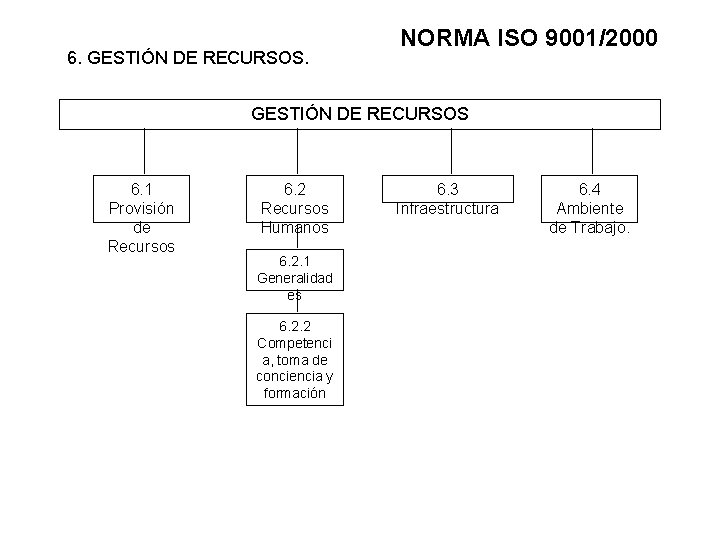 6. GESTIÓN DE RECURSOS. NORMA ISO 9001/2000 GESTIÓN DE RECURSOS 6. 1 Provisión de