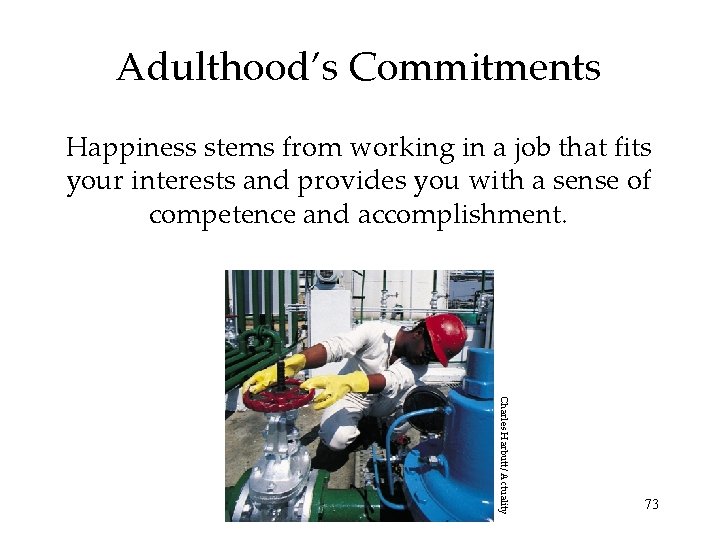 Adulthood’s Commitments Happiness stems from working in a job that fits your interests and Adulthood’s Commitments Happiness stems from working in a job that fits your interests and