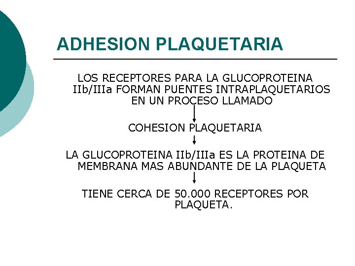 ADHESION PLAQUETARIA LOS RECEPTORES PARA LA GLUCOPROTEINA IIb/IIIa FORMAN PUENTES INTRAPLAQUETARIOS EN UN PROCESO