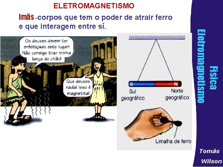 ELETROMAGNETISMO Física Eletromagnetismo Imãs -corpos que tem o poder de atrair ferro e que