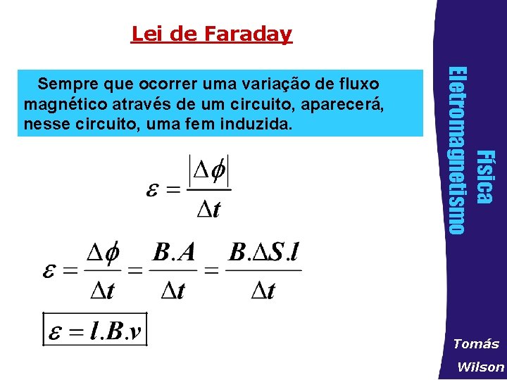 Lei de Faraday Física Eletromagnetismo Sempre que ocorrer uma variação de fluxo magnético através