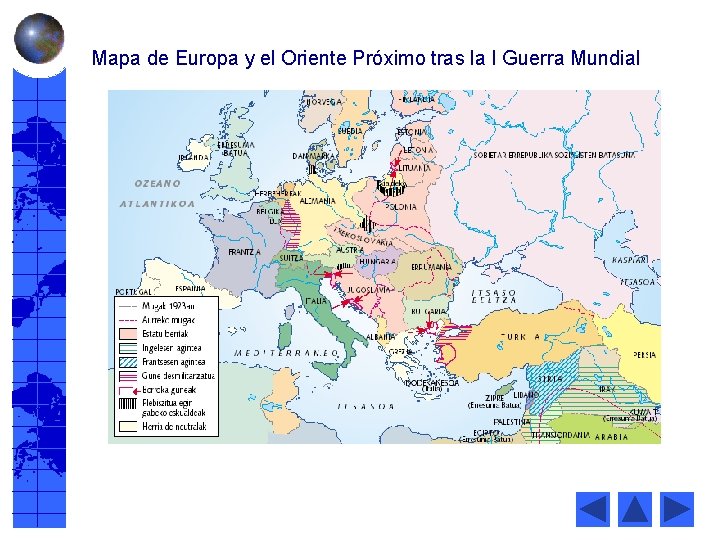 Mapa de Europa y el Oriente Próximo tras la I Guerra Mundial 
