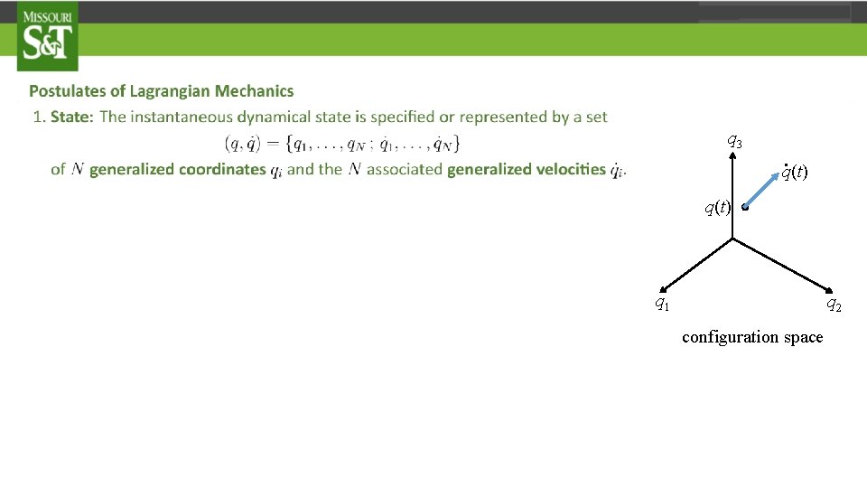 q 3 q(t) . . q(t) q 1 q 2 configuration space 