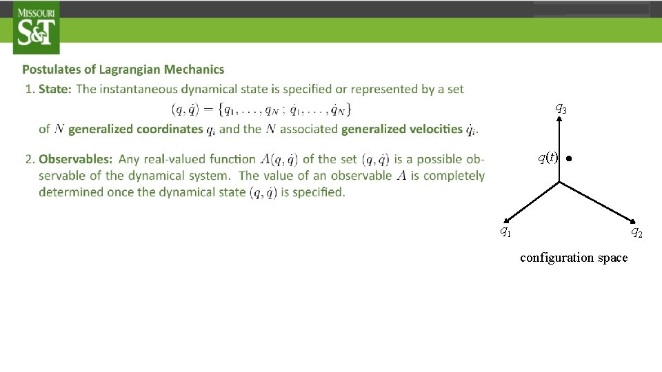 q 3 q(t) . q 1 q 2 configuration space 