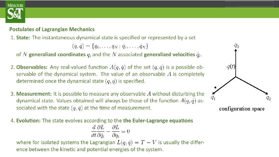 q 3 q(t) . q 1 q 2 configuration space 