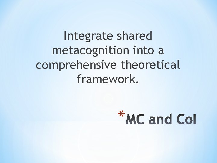Integrate shared metacognition into a comprehensive theoretical framework. * 