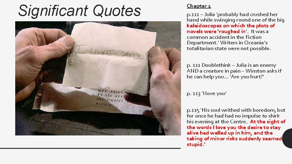 Significant Quotes Chapter 1 p. 111 – Julia ‘probably had crushed her hand while Significant Quotes Chapter 1 p. 111 – Julia ‘probably had crushed her hand while