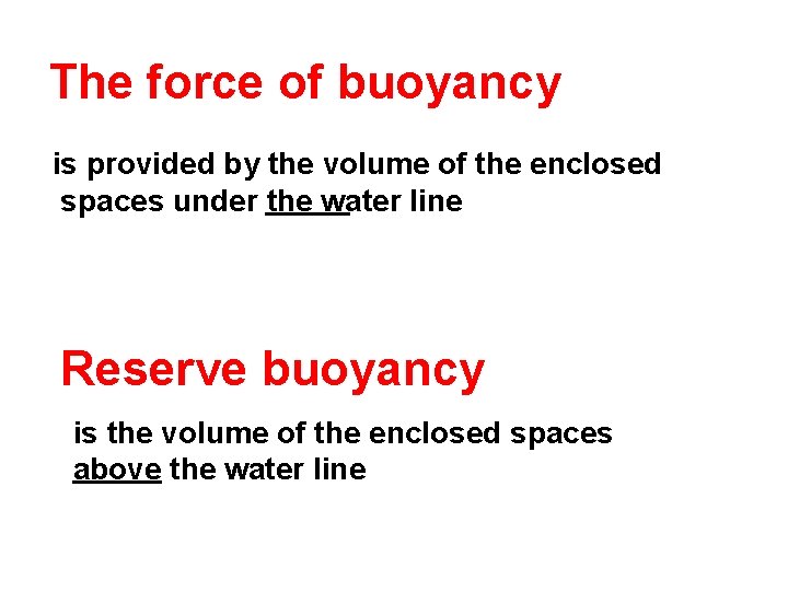 The force of buoyancy is provided by the volume of the enclosed spaces under