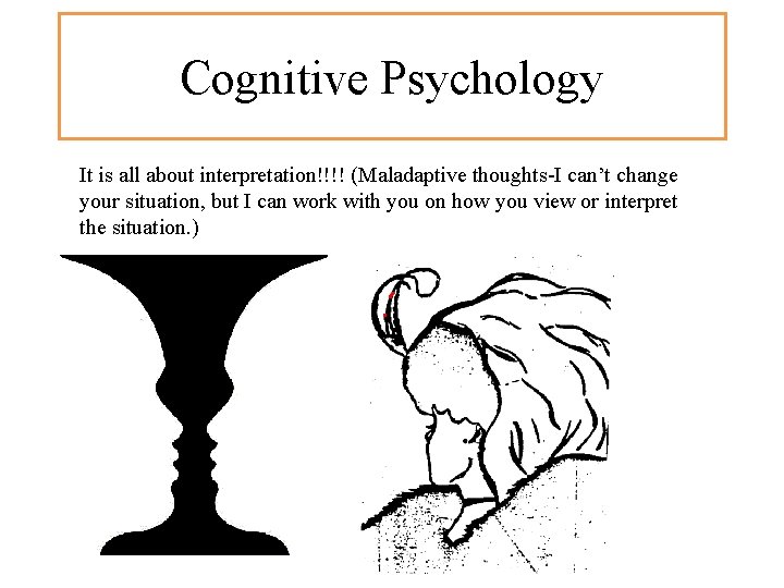 Cognitive Psychology It is all about interpretation!!!! (Maladaptive thoughts-I can’t change your situation, but