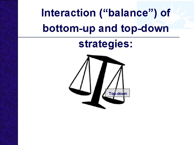 Interaction (“balance”) of bottom-up and top-down strategies: Top-down 