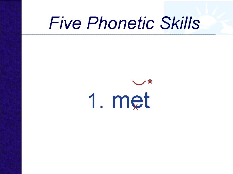 Five Phonetic Skills * 1. met X 