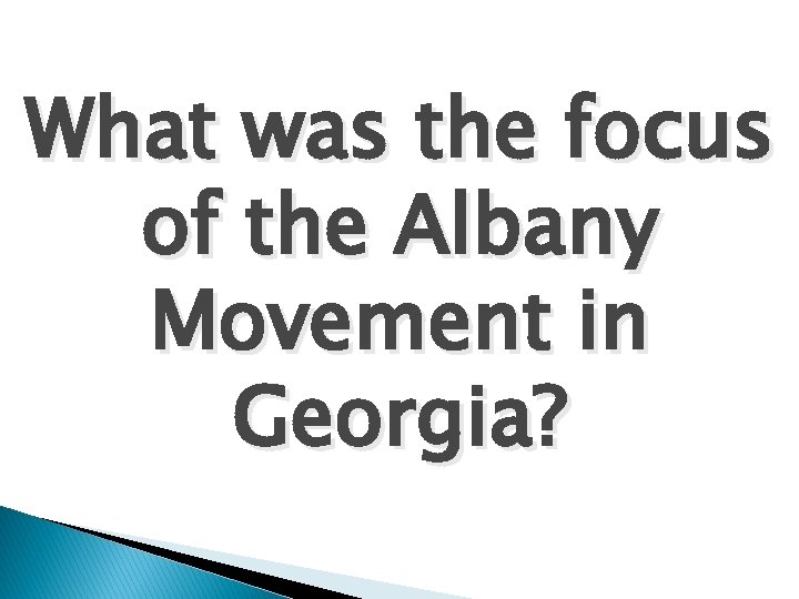 What was the focus of the Albany Movement in Georgia? 