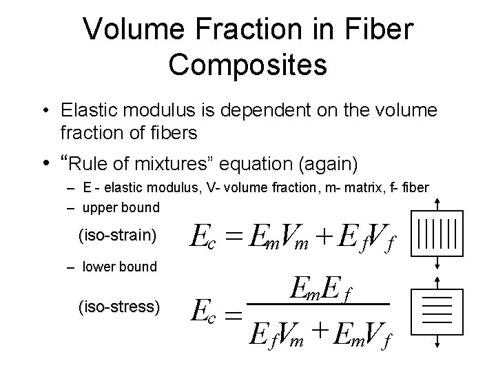 Volume Fraction in Fiber Composites • Elastic modulus is dependent on the volume fraction