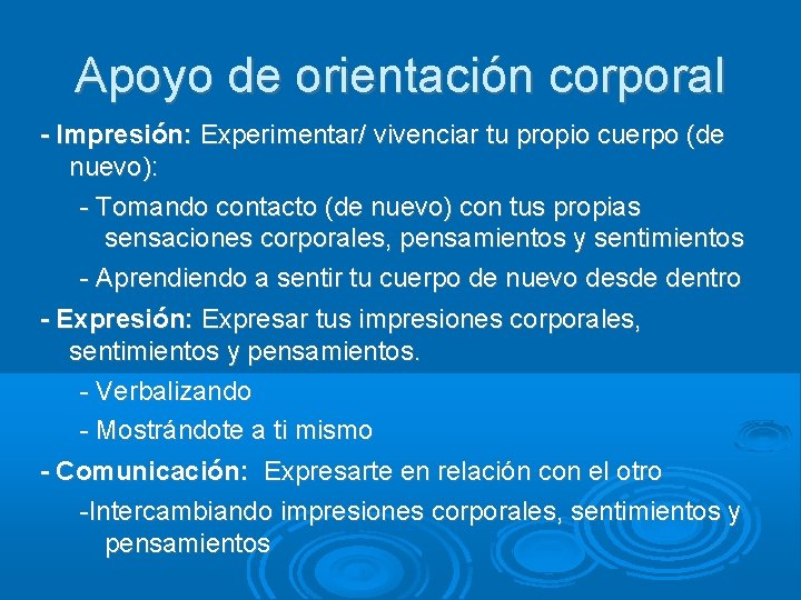 Apoyo de orientación corporal - Impresión: Experimentar/ vivenciar tu propio cuerpo (de nuevo): -