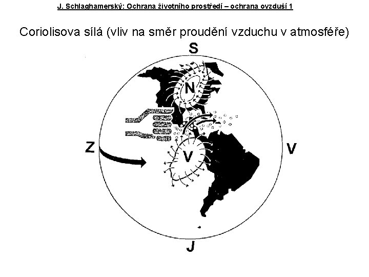 J. Schlaghamerský: Ochrana životního prostředí – ochrana ovzduší 1 Coriolisova sílá (vliv na směr J. Schlaghamerský: Ochrana životního prostředí – ochrana ovzduší 1 Coriolisova sílá (vliv na směr
