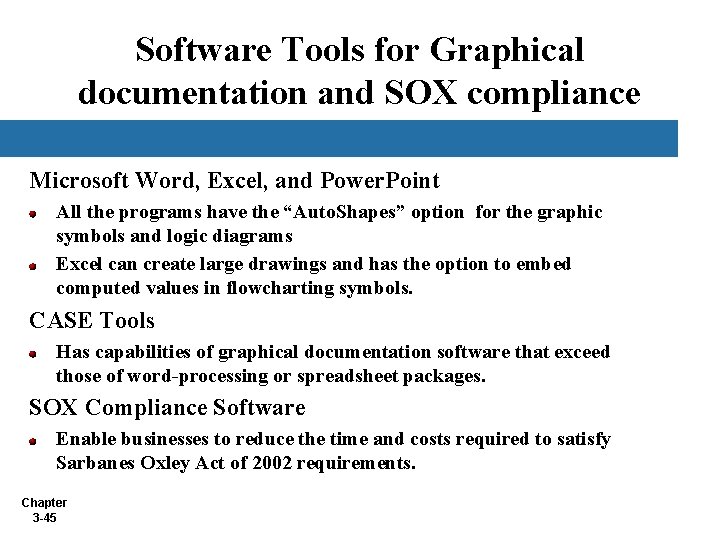 Software Tools for Graphical documentation and SOX compliance Microsoft Word, Excel, and Power. Point Software Tools for Graphical documentation and SOX compliance Microsoft Word, Excel, and Power. Point