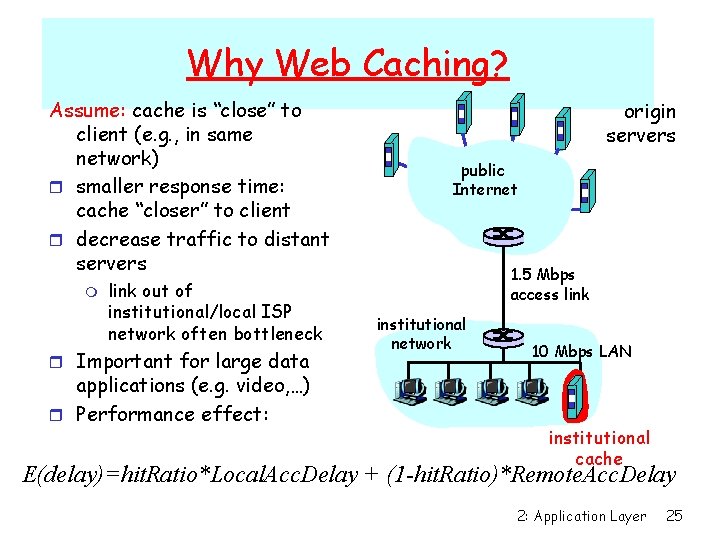 Why Web Caching? Assume: cache is “close” to client (e. g. , in same