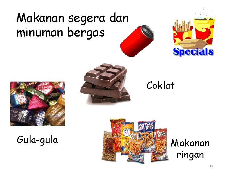 Makanan segera dan minuman bergas Coklat Gula-gula Makanan ringan 12 