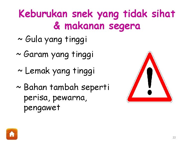 Keburukan snek yang tidak sihat & makanan segera ~ Gula yang tinggi ~ Garam
