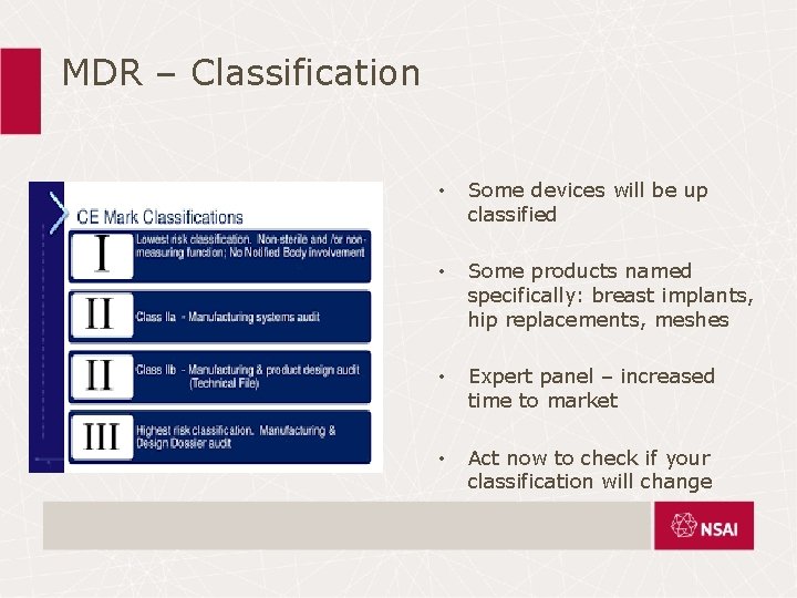 MDR – Classification • Some devices will be up classified • Some products named MDR – Classification • Some devices will be up classified • Some products named